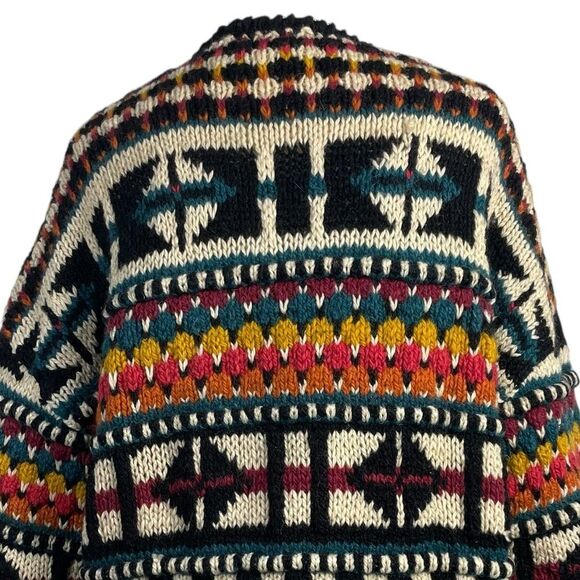 Express Vintage Tricot Chunky 3-D Hand Knit Wool Cardigan Sweater Size Small 90s - Picture 11 of 13